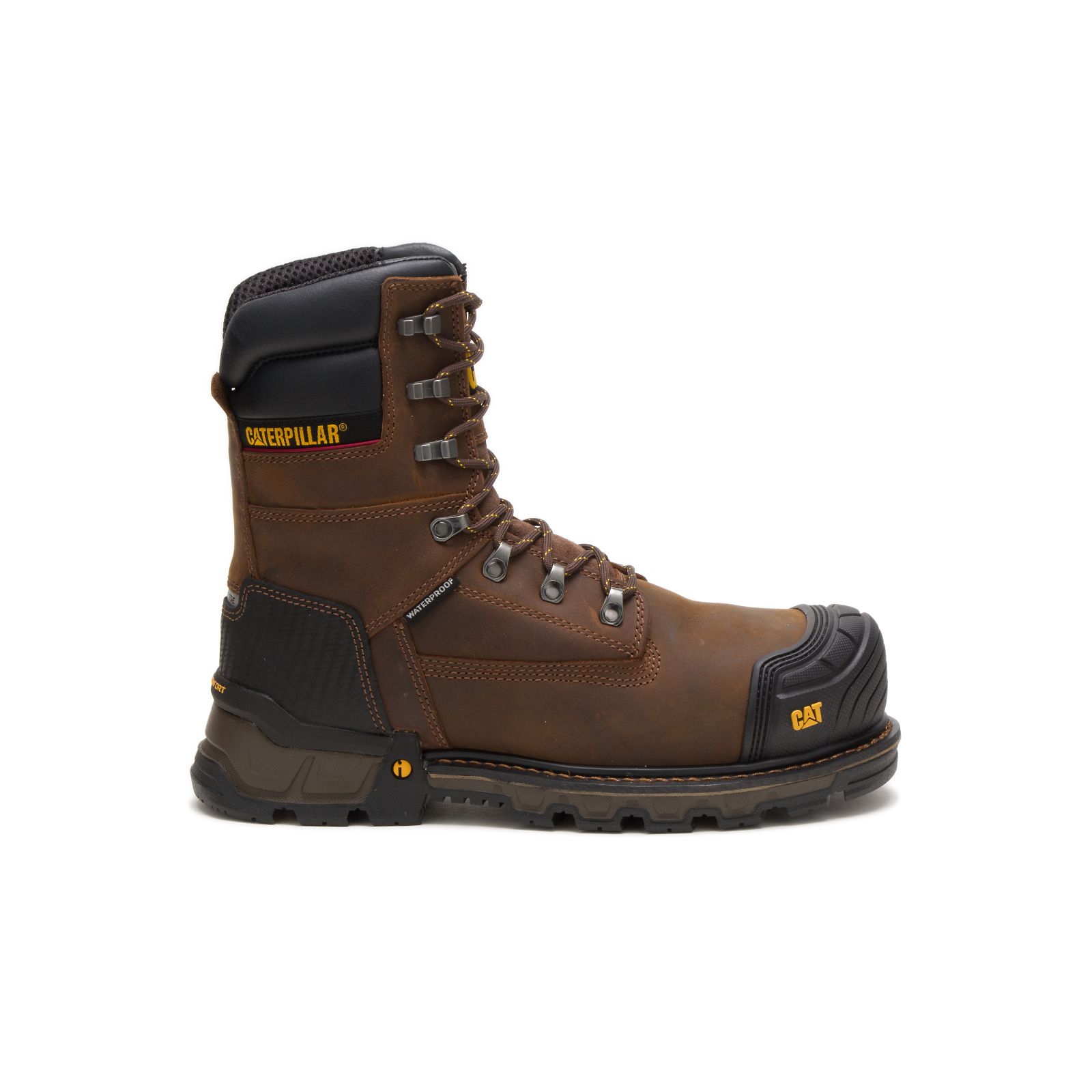 Caterpillar Men's Excavator Xl 8" Waterproof Thinsulate™ Composite Toe Work Boots Dark Brown CAT-906